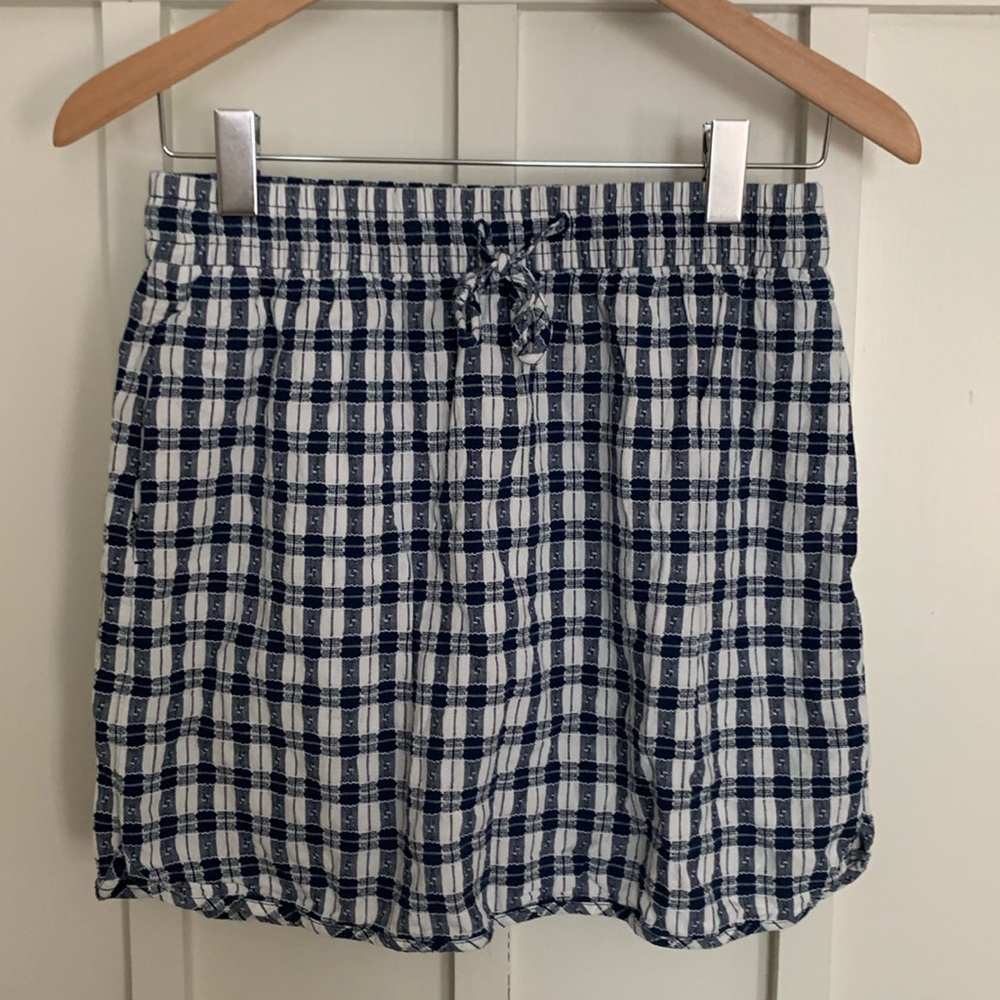 Madewell Gingham Cottage core Mini check mini skirt blue white small - Picture 3 of 8